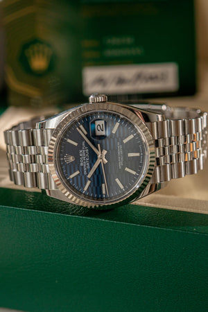 Rolex Watch Datejust 36 126234 - Blue Fluted Motif Dial - Box & Card - 2023