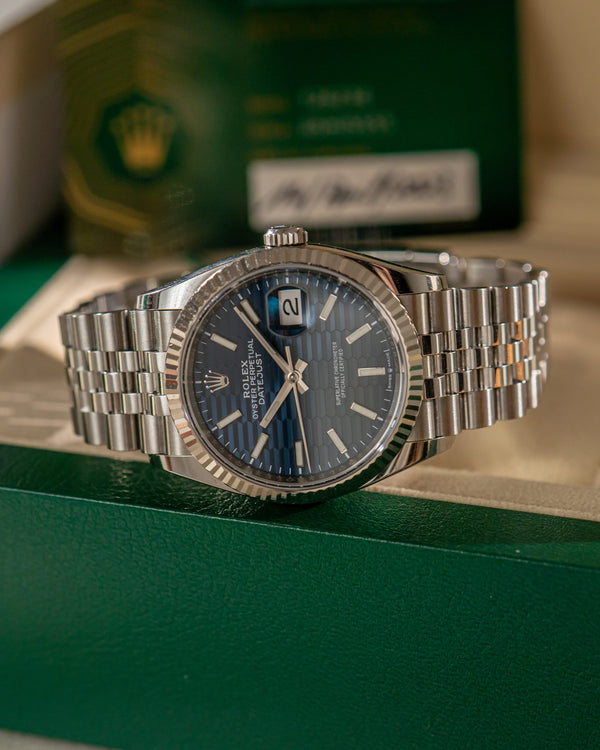 Rolex Watch Datejust 36 126234 - Blue Fluted Motif Dial - Box & Card - 2023