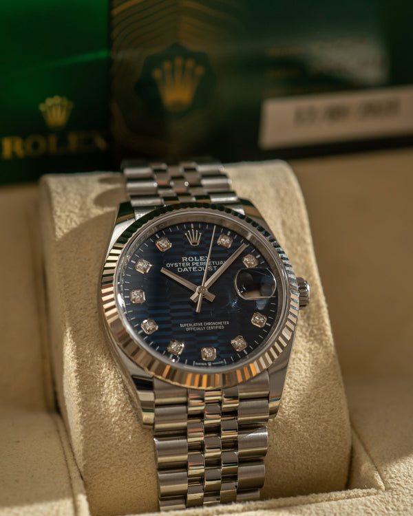 Rolex Datejust 36 126234 - Blue Fluted Motif Diamond Dial - Box & Card (2023)