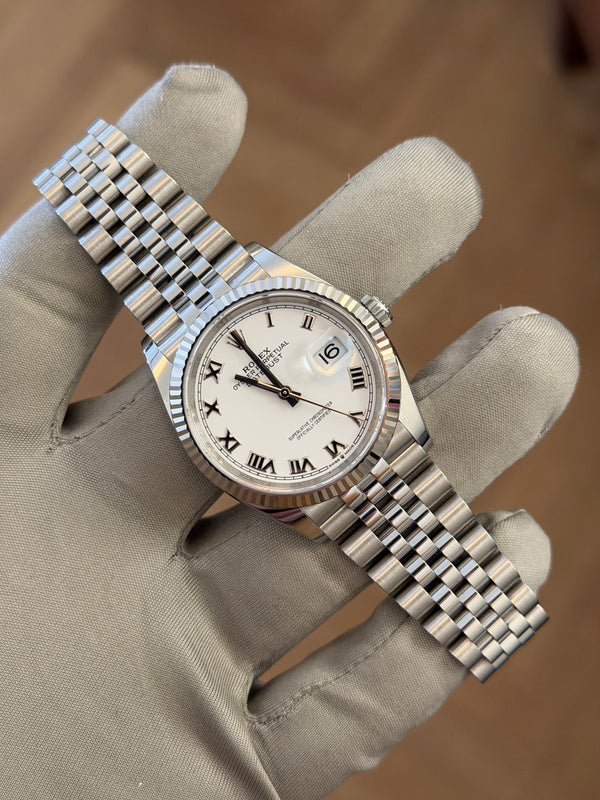 Rolex Datejust 36 126234 - White Roman Dial - Jubilee - Full Set (2022)