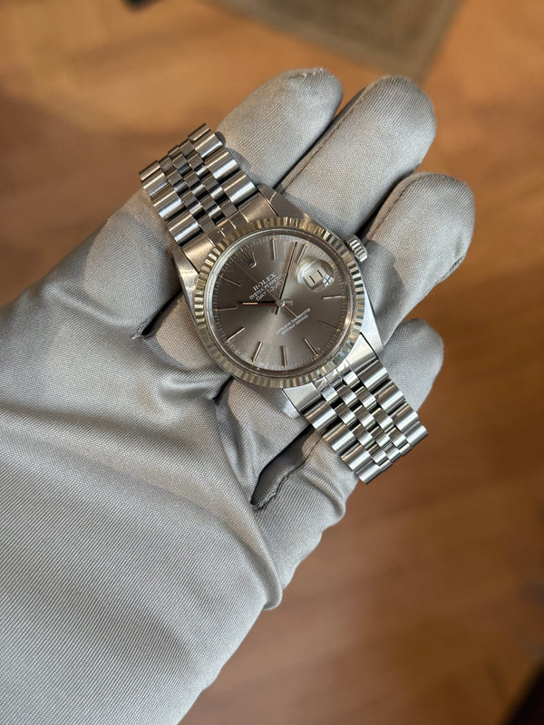 Rolex Watch Datejust 36 16030 - Grey Dial - Jubilee - Box & Papers - 1981
