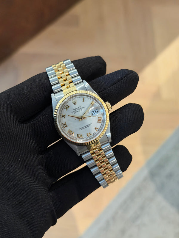 Rolex Watch Datejust 36 16233 - Ivory Pyramid Dial - Papers Only - 1991