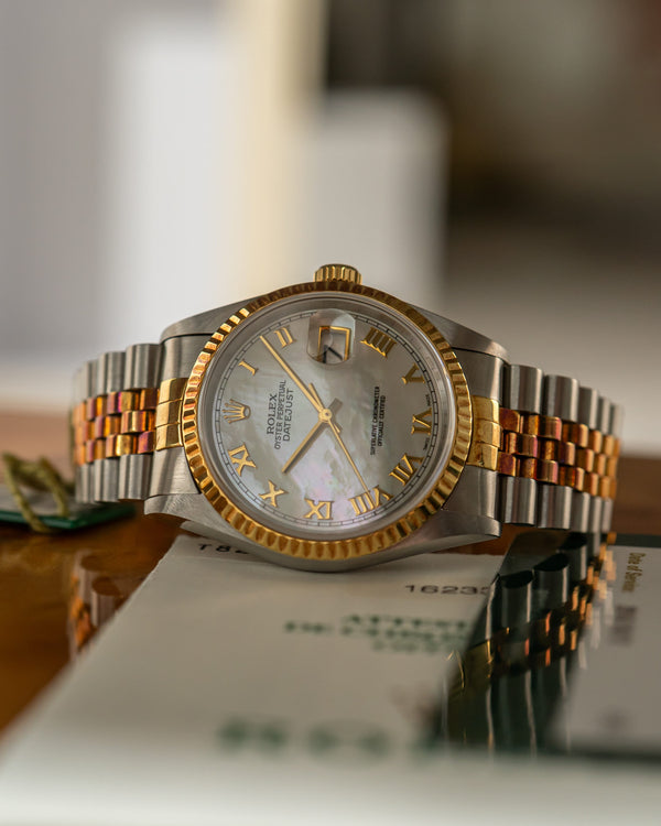 Rolex Watch Datejust 36 16233 - Mother of Pearl Dial - Two-Tone Rolesor - Box & Papers - 1996