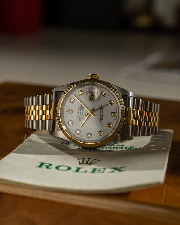 Rolex Watch Datejust 36 16233 - White Diamond Dial Two-Tone - Papers - 1997