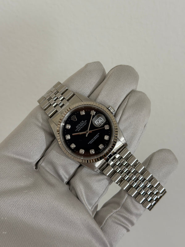 Rolex Watch Datejust 36 16234 - Black Diamond Dial - Jubilee - Watch Only (2000)