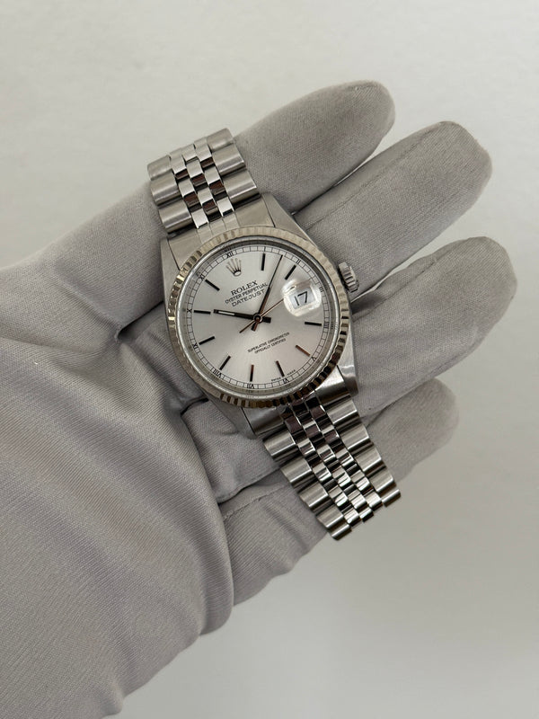 Rolex Watch Datejust 36 16234 - Silver Stick Dial on Jubilee - Watch Only - c. 2000