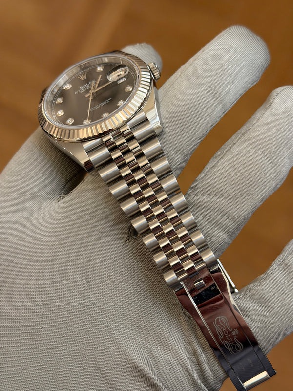 Rolex Datejust 41 126334 - Black Diamond Dial - Fluted White Gold Bezel - Full Set White Tag (2018)