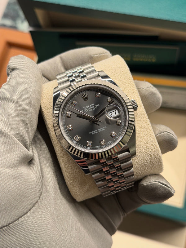 Rolex Datejust 41 126334 - Rhodium Diamond Dial - Jubilee - Full Set (2018)