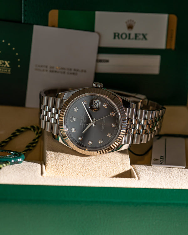 Rolex Watch Datejust 41 126334 - Rhodium Diamond Dial Jubilee - Full Set (2018)