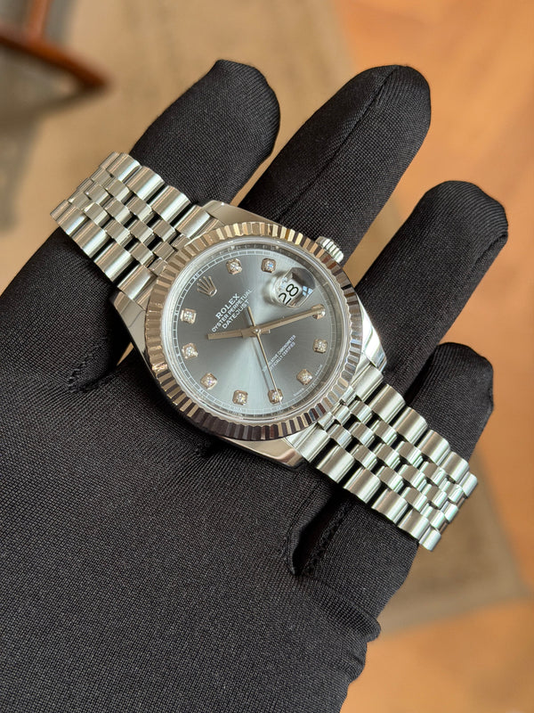 Rolex Watch Datejust 41 126334 - Rhodium Diamond Dial Jubilee - Full Set (2018)
