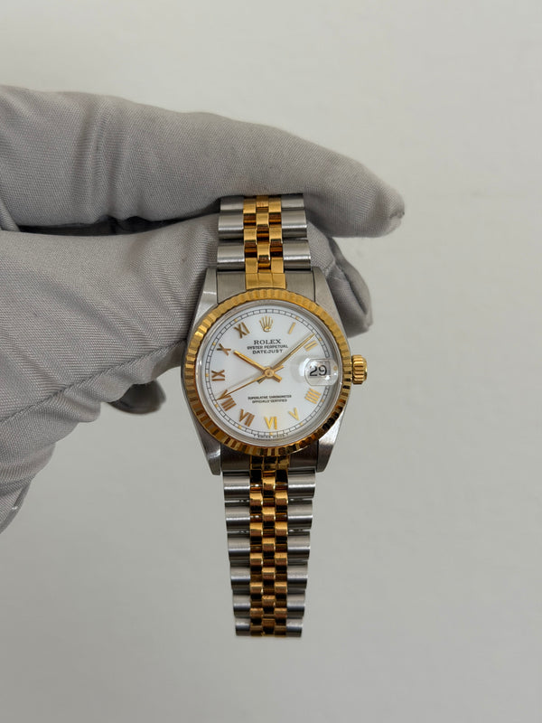 Rolex Watch Datejust 68273 - Two-Tone White Roman Dial - Papers & Tags - 1993