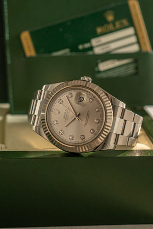 Rolex Datejust II 116334 - Silver Diamond Dial - Box & Card (2013)