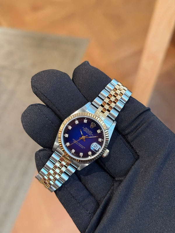Rolex Watch Datejust Midsize 68273 - Purple Vignette Diamond Dial - Full Set - 1991