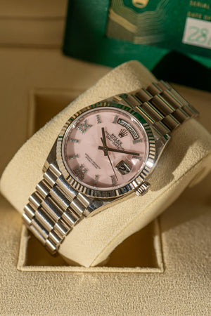 Rolex Day-Date 128239 Opal - Pink Diamond Dial - Full Set (2023)