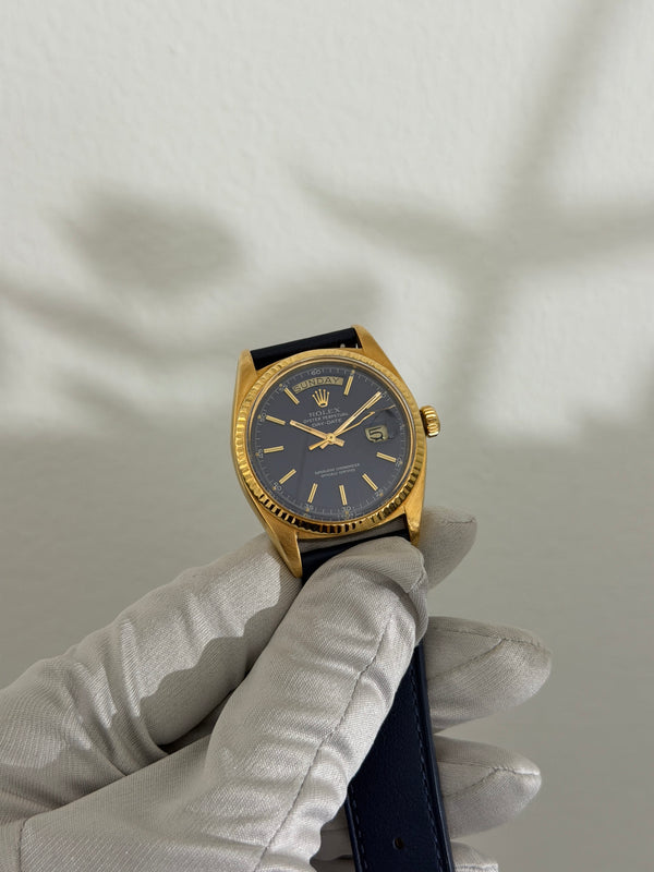 Rolex Watch Day-Date 1803 - Yellow Gold - Matte Blue Dial - Watch Only - ca. 1973