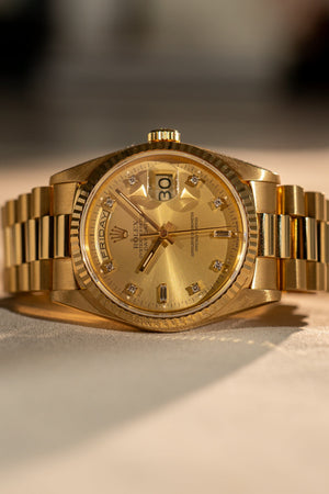 Rolex Day-Date 18238 – Champagne Diamond Dial (ca. 1990)