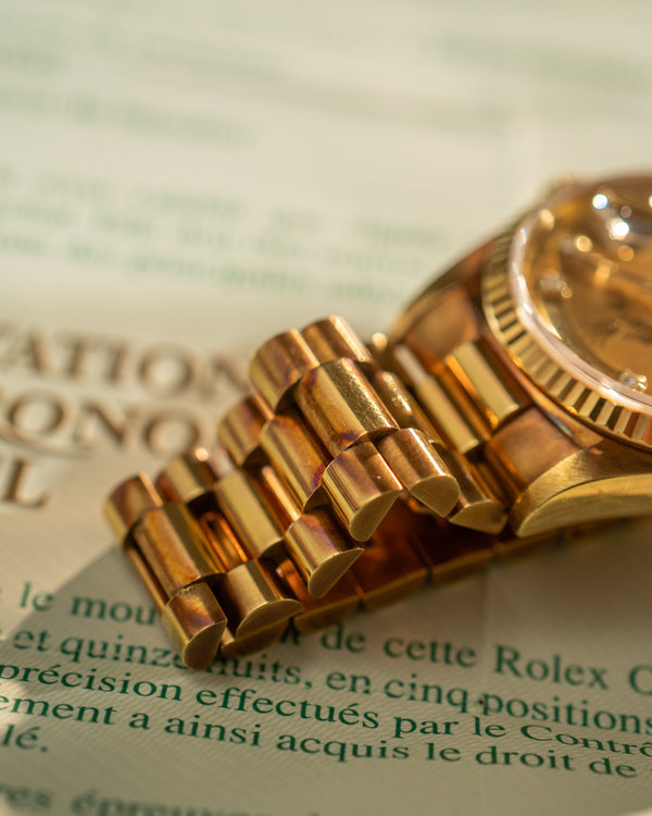 Rolex Day-Date 18238 – Rare Diamond Dial – Unpolished – With Papers (LC100)