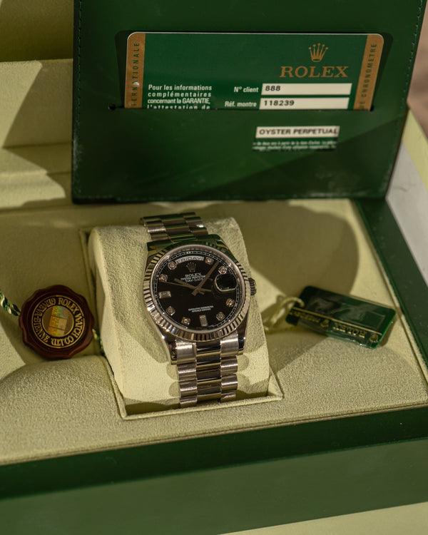 Rolex Day-Date 36 118239 – Black Diamond Dial – Full Set (2008)