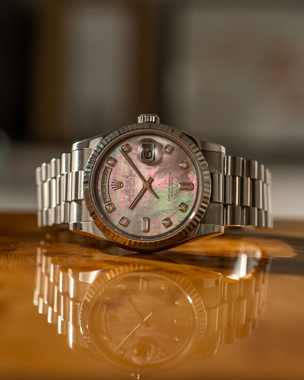 Rolex Watch Day-Date 36 118239 - White Gold Tahitian MOP Diamond Dial - Watch Only - ca. 2001