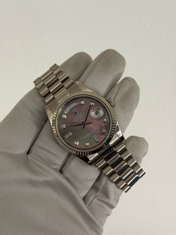 Rolex Watch Day-Date 36 118239 - White Gold Tahitian MOP Diamond Dial - Watch Only - ca. 2001