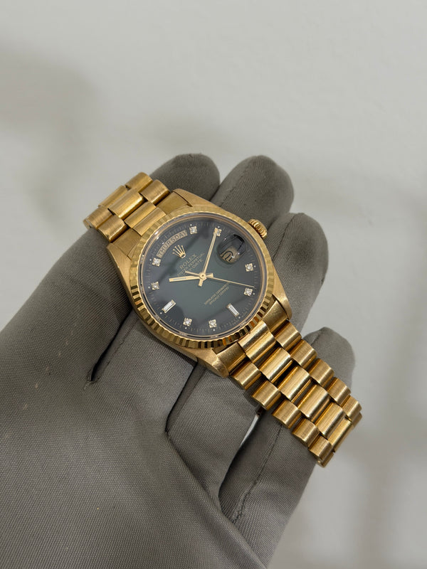 Rolex Watch Day-Date 36 18038 - Green Vignette Diamond Dial - Papers Only (1987)