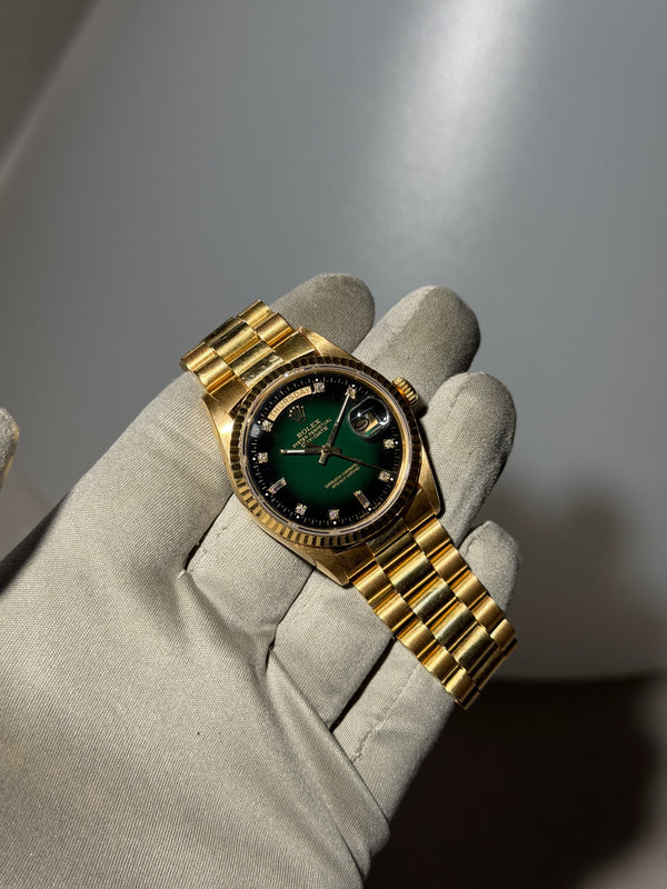 Rolex Watch Day-Date 36 18038 - Green Vignette Diamond Dial - Papers Only (1987)