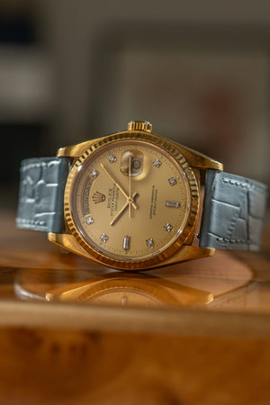 Rolex Watch Day-Date 36 18038 - Yellow Gold - Champagne Diamond Dial - Head Only (1984)