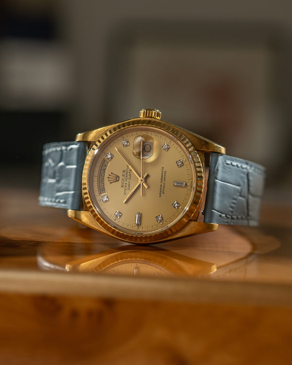Rolex Watch Day-Date 36 18038 - Yellow Gold - Champagne Diamond Dial - Head Only (1984)