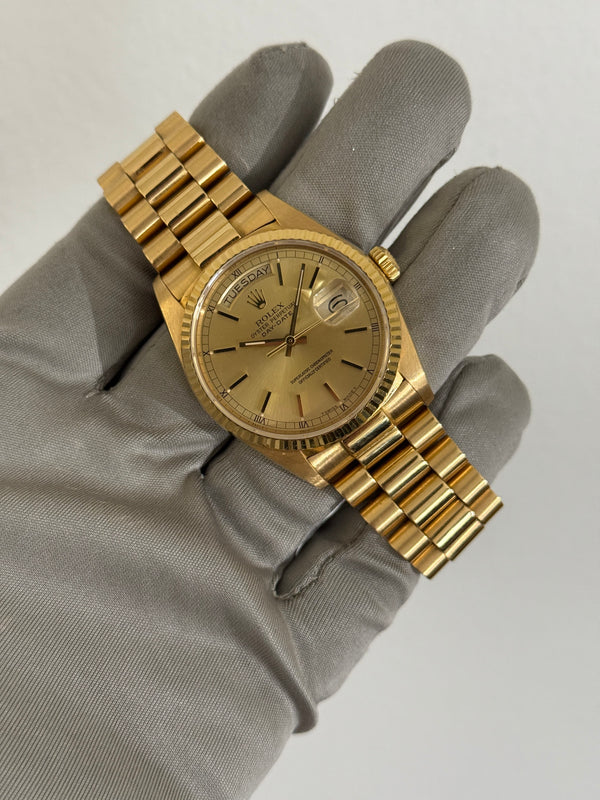 Rolex Watch Day-Date 36 18038 - Yellow Gold Champagne - Watch Only (ca. 1987)