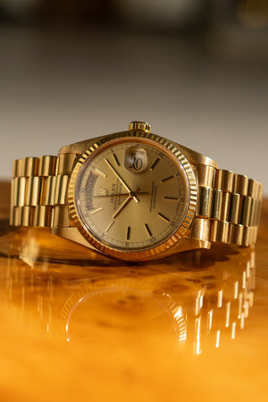 Rolex Watch Day-Date 36 18038 - Yellow Gold Champagne - Watch Only (ca. 1987)