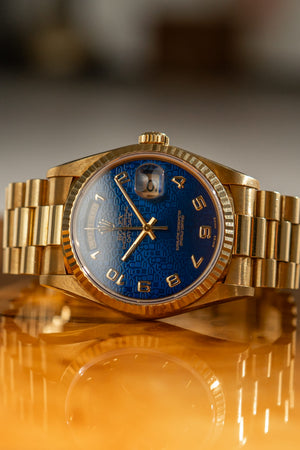 Rolex Watch Day-Date 36 18238 - Blue Arabic Jubilee Dial - Watch Only (ca. 1990)