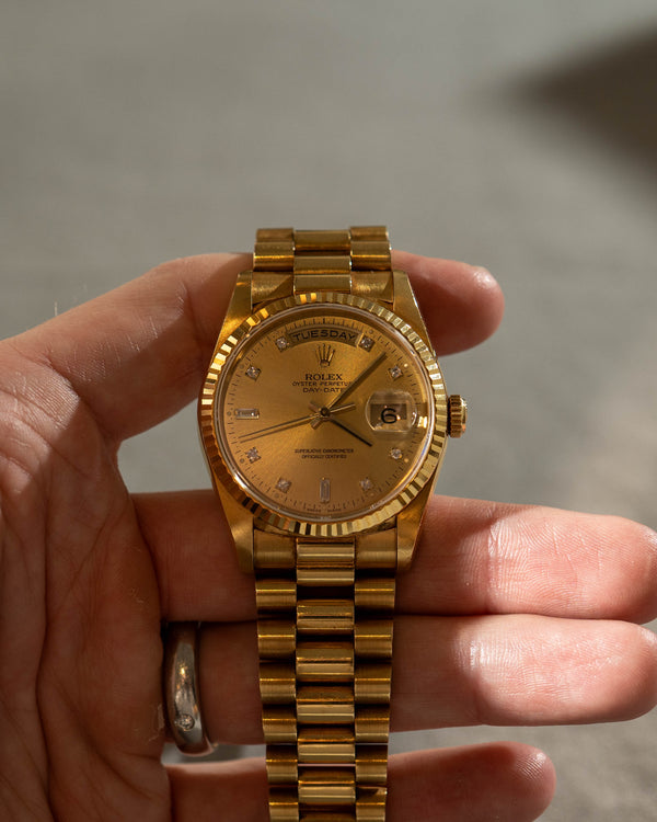 Rolex Day-Date 36 18238 - Yellow Gold - Champagne Diamond Dial - N Serial
