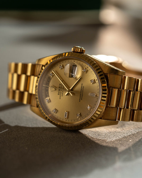Rolex Day-Date 36 18238 - Yellow Gold - Champagne Diamond Dial - N Serial