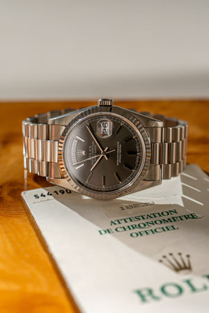 Rolex Watch Day-Date 36 18239 - White Gold Rhodium Dial - Papers - 1995