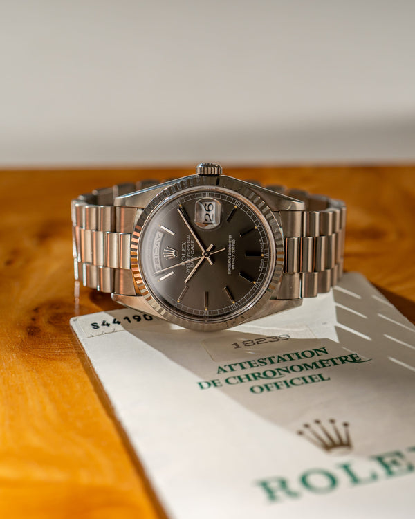 Rolex Watch Day-Date 36 18239 - White Gold Rhodium Dial - Papers - 1995