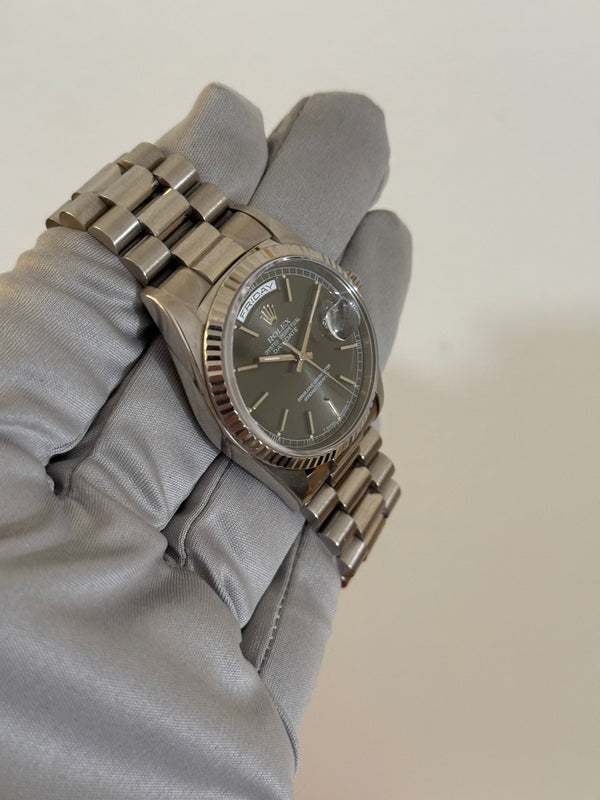 Rolex Watch Day-Date 36 18239 - White Gold Rhodium Dial - Papers - 1995