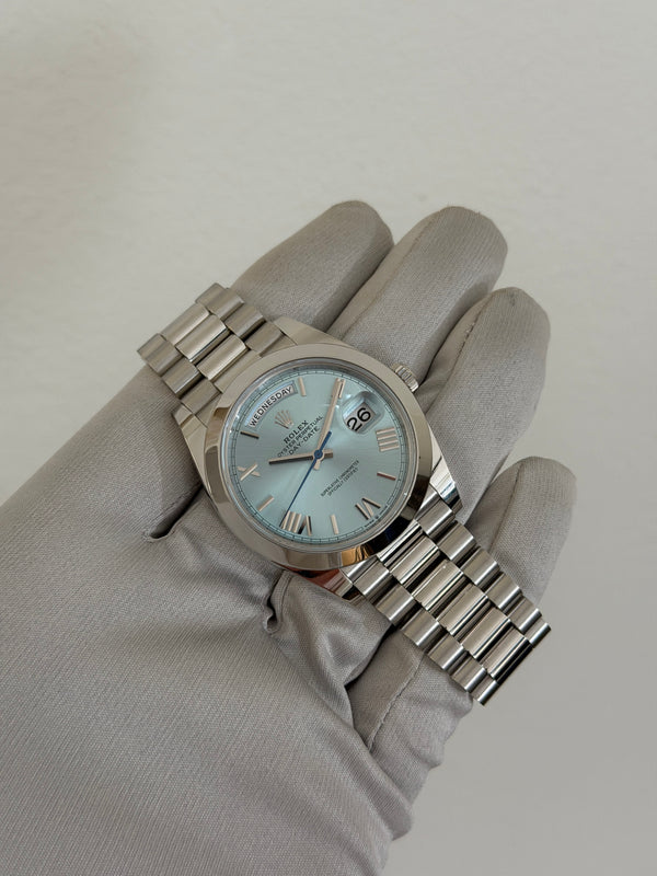 Rolex Watch Day-Date 40 228206 - Platinum Ice Blue Roman - Full Set (2021)
