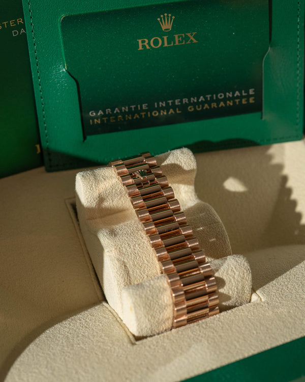 Rolex Day-Date 40 228235 – Everose Gold – Olive Green Dial – Full Set (2024)