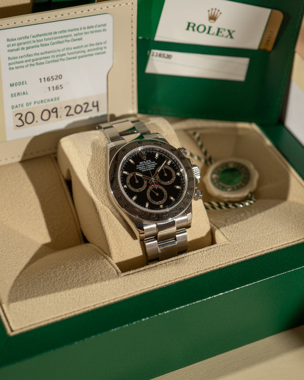 Rolex Daytona 116520 – Black Dial – Rolex CPO 2024 – Full Set (2016)