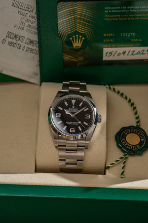 Rolex Explorer 36 124270 - Black Dial 3-6-9 - Full Set (2025)
