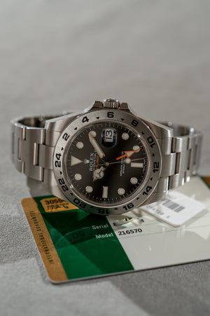 Rolex Explorer II 216570 - Black Dial - Card and Serial Tag (2018)