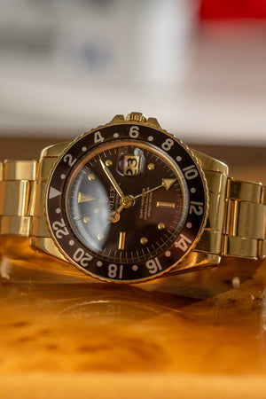 Rolex Watch GMT-Master 1675/8 - Brown Nipple Dial - Yellow Gold - ca. 1970