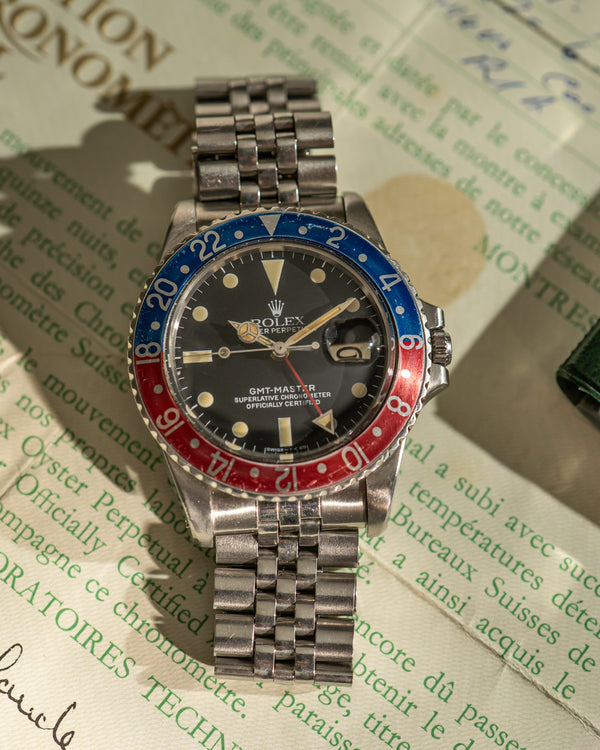 Rolex Watch GMT-Master 1675 - Pepsi - Thick Case - USA Jubilee - Papers (1983)
