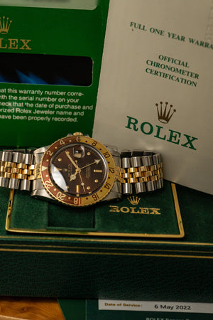 Rolex Watch GMT-Master 16753 Root Beer - Brown Nipple Dial - Box & Papers - 1989