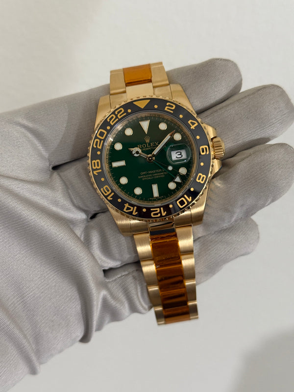Rolex Watch GMT-Master II 116718LN - Yellow Gold - Green Dial - Full Set - 2017