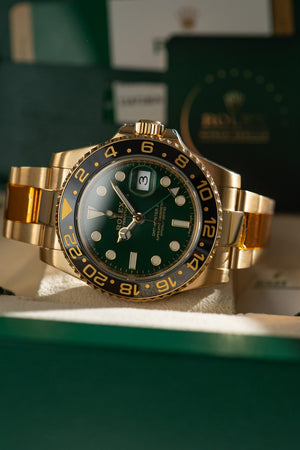 Rolex Watch GMT-Master II 116718LN - Yellow Gold - Green Dial - Full Set - 2017