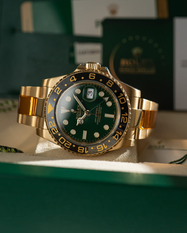 Rolex Watch GMT-Master II 116718LN - Yellow Gold - Green Dial - Full Set - 2017
