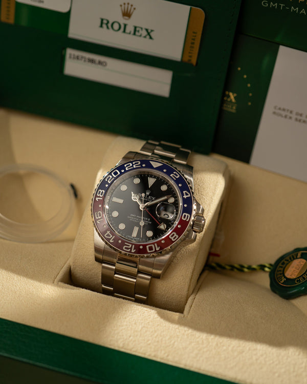 Rolex GMT-Master II 116719BLRO - White Gold Pepsi - Full Set (2018) - Rolex official service 2025
