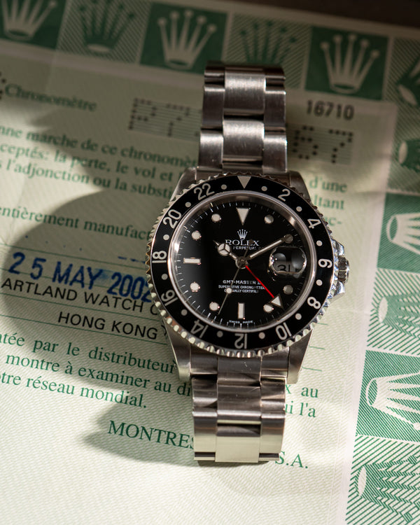 Rolex Watch GMT-Master II 16710 - Black Bezel - Papers + Service Card (2002)