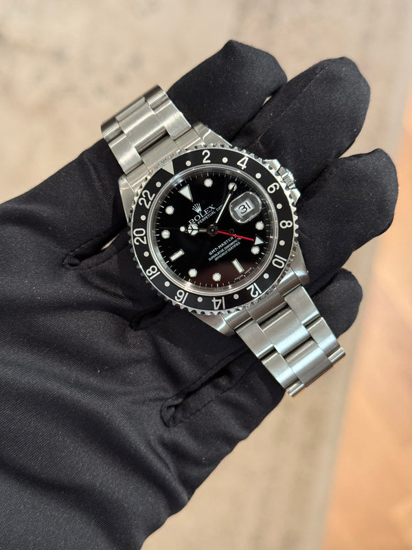 Rolex Watch GMT-Master II 16710 - Black Bezel - Papers + Service Card (2002)